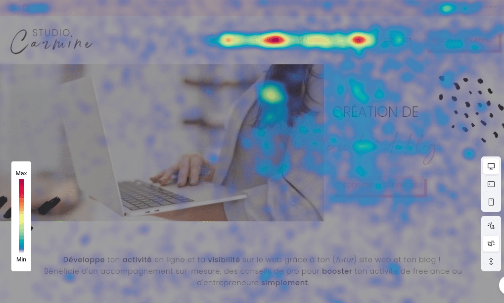 Exemple de HeatMap HotJar pour améliorer l'expérience utilisateur