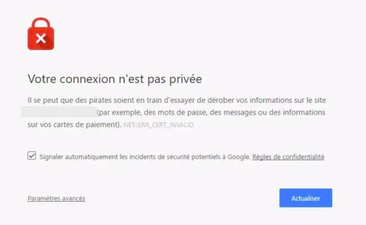 Exemple message d'une erreur aux bonnes pratiques SEO technique